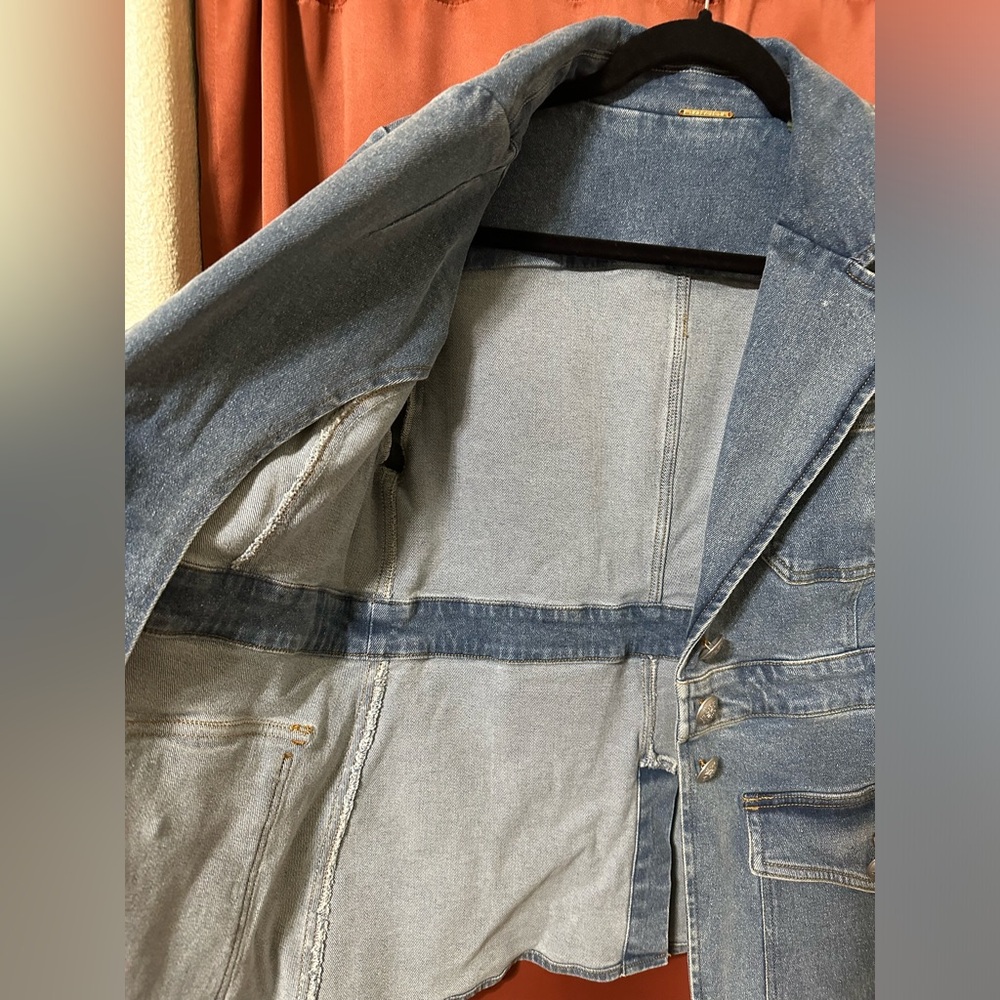 Elie Tahari Denim Jacket Blazer Womens Size 10 - Picture 7 of 14
